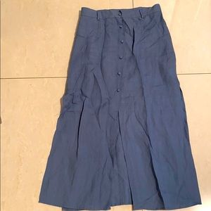 OLIVACEOUS blue skirt w slits button down Sz S New